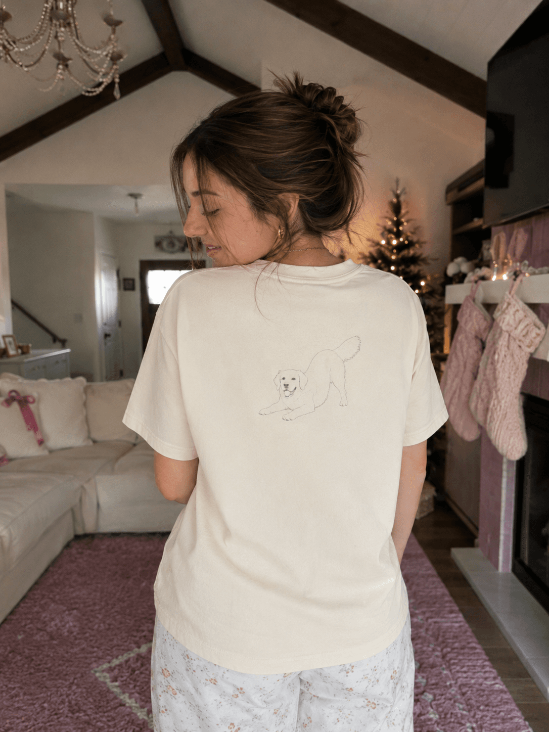 Priya wearing their custom Proud Daddy shirt