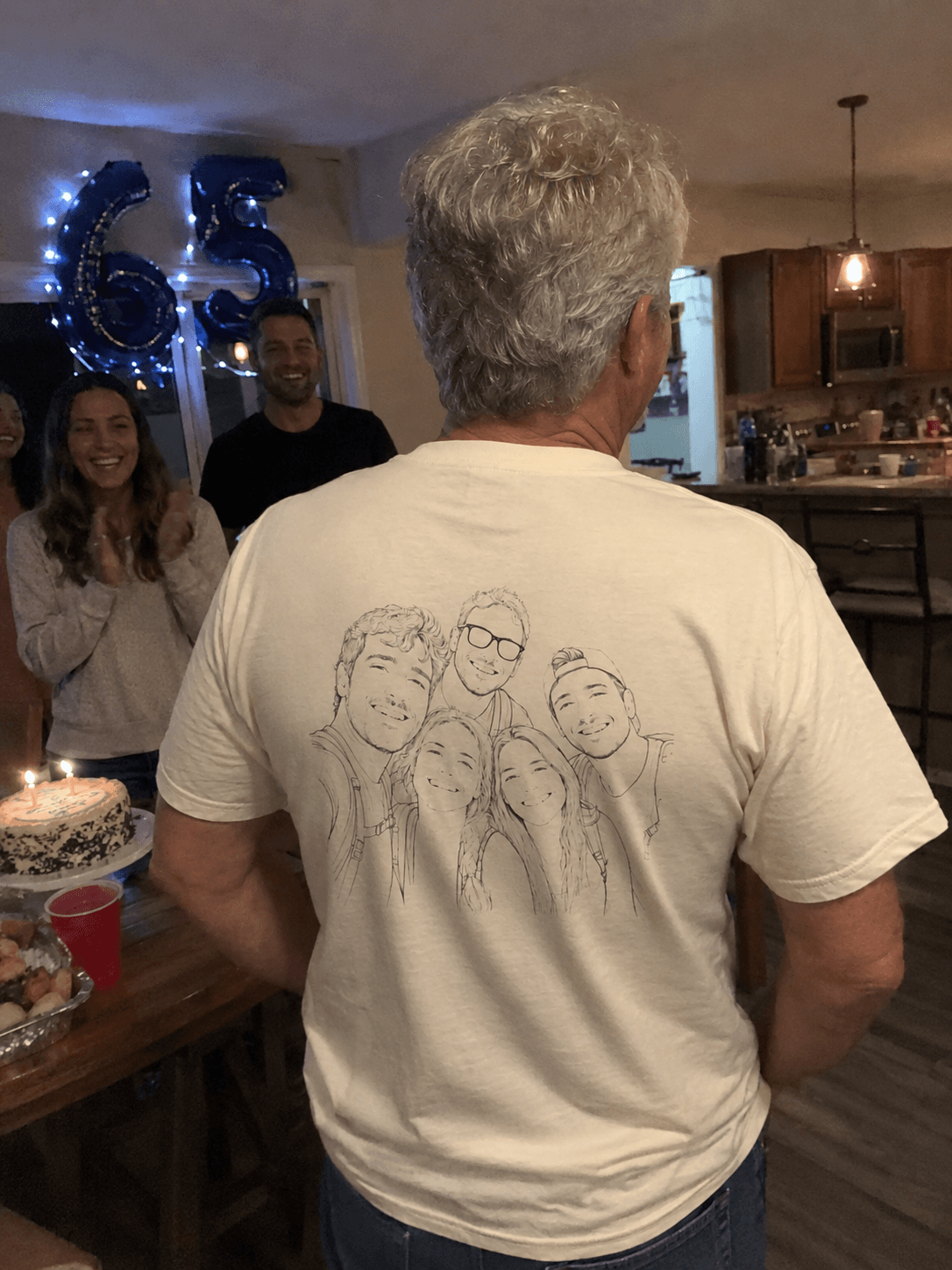 Giulia wearing their custom Proud Daddy shirt